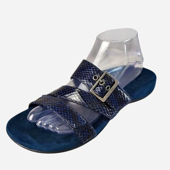 Vionic Rest Skylar Slides Sandals Navy Snake Print Orthotic Comfort l Size 8 - Picture 3 of 8